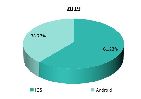 2019年美国女性安全软件市场按类型划分的收入份额