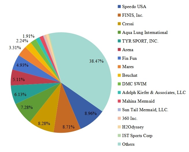 2016年美国泳装脚蹼销售份额(%)(按玩家/制造商) 2016年美国泳装脚蹼销售份额(%)(按玩家/制造商)