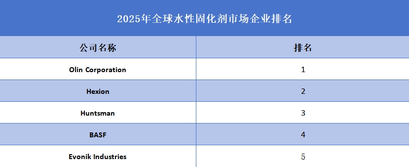2025年水性固化剂企业排名