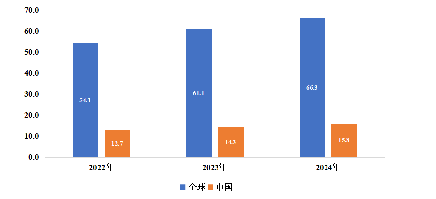 全球及中国医药包装全自动数粒包装设备市场规模(亿元)(2022-2024) 全球及中国医药包装全自动数粒包装设备市场规模(亿元)(2022-2024)