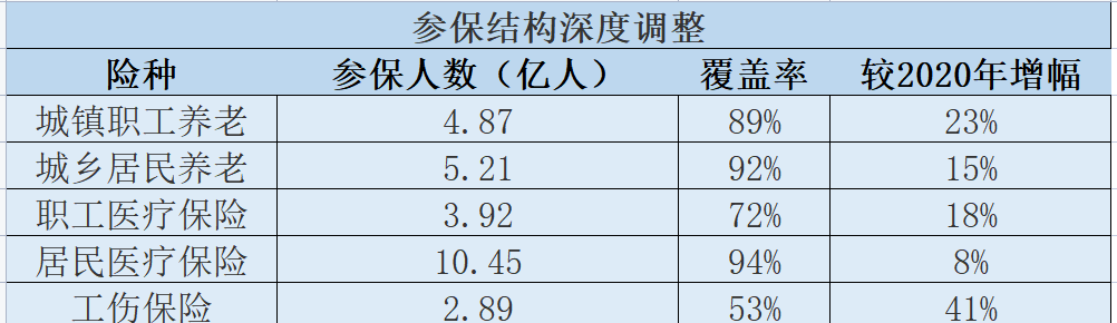 中国社保参保结构 中国社保参保结构