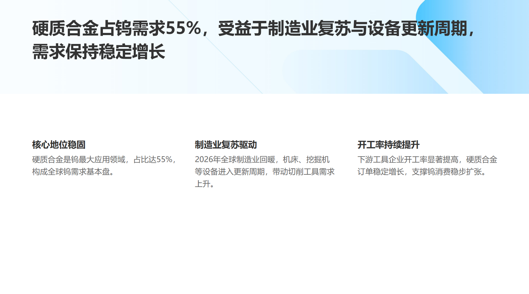 硬质合金作为钨需求的核心领域 硬质合金作为钨需求的核心领域